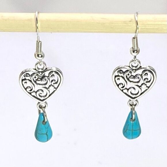 AUV Sterling 925 Silver & Turquoise Dangles - Picture 3 of 5